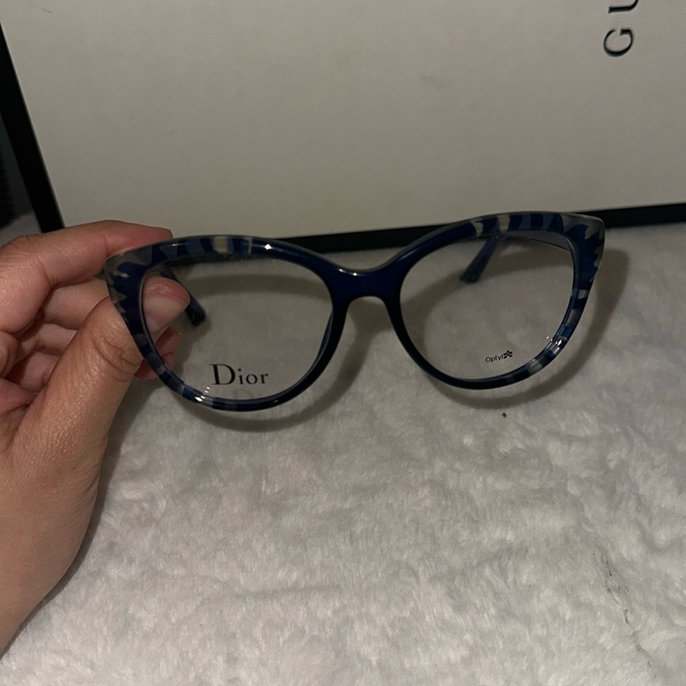 Dior blue eye glasses frames Dior case and wipe